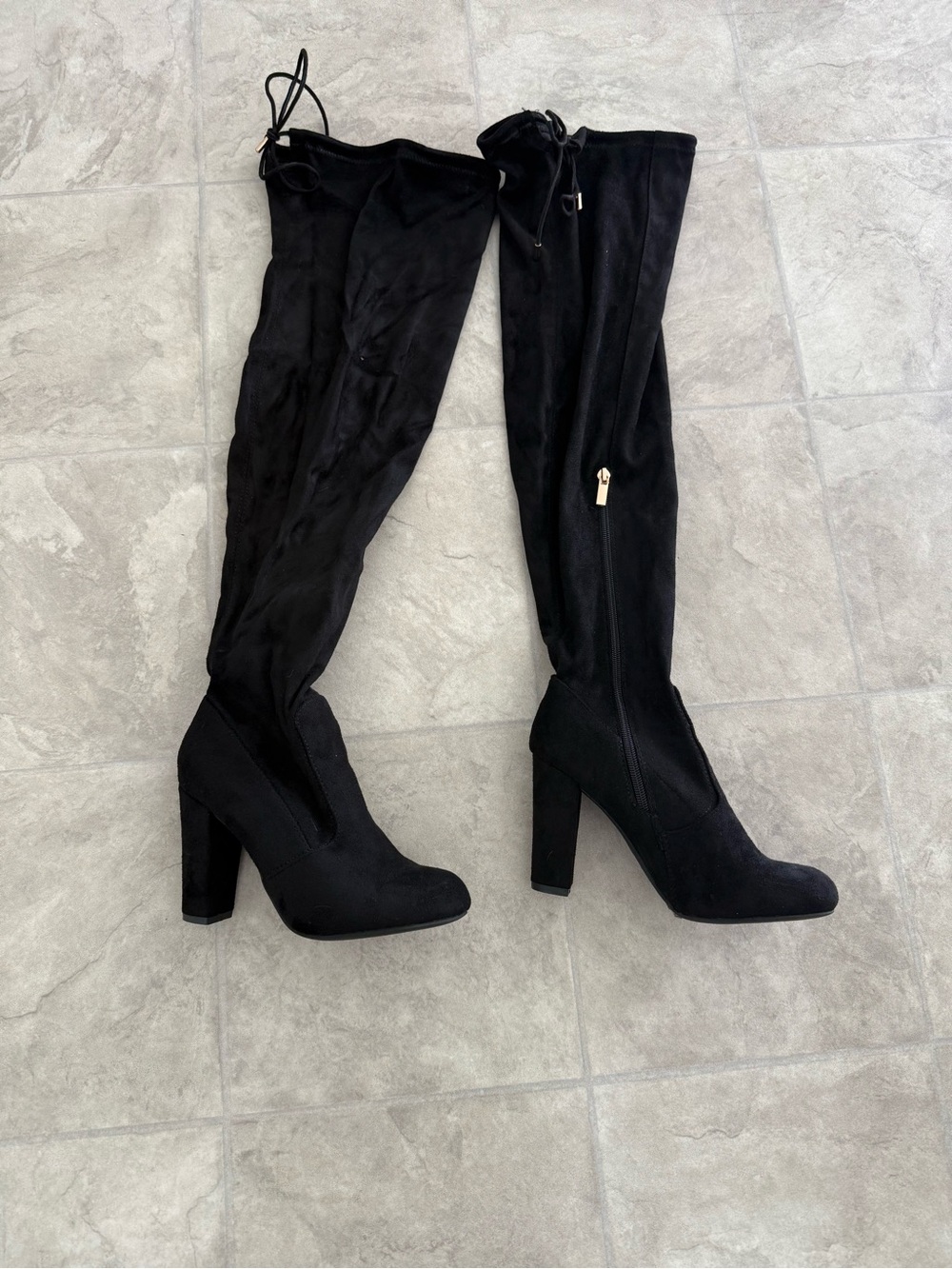 Women's Black Over-the-tKnee Block Heel Boots- size 7